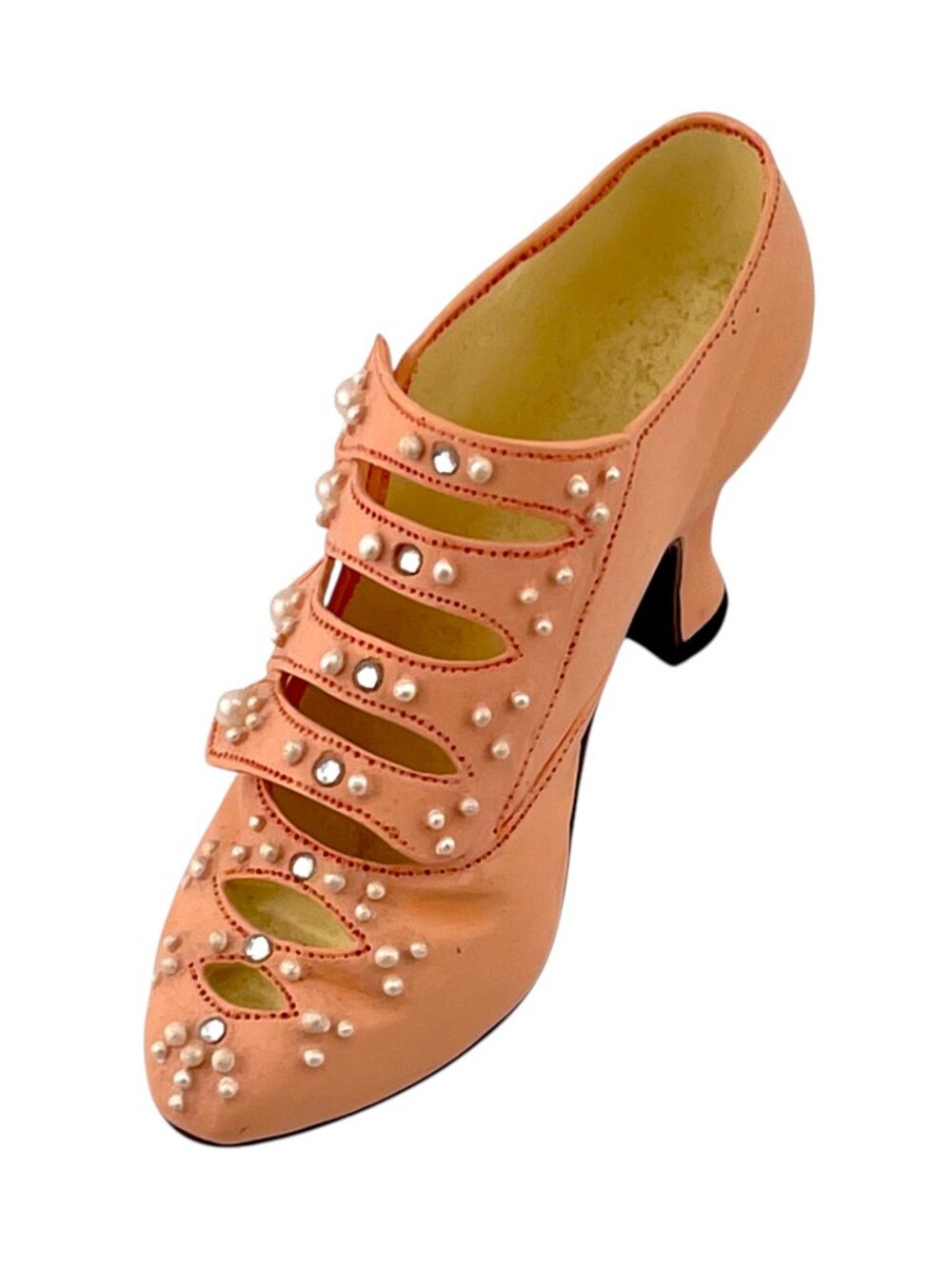 Vintage Raine Just The Right Shoe “Promenade” Peach Pearl Rhinestone Mini Porcel